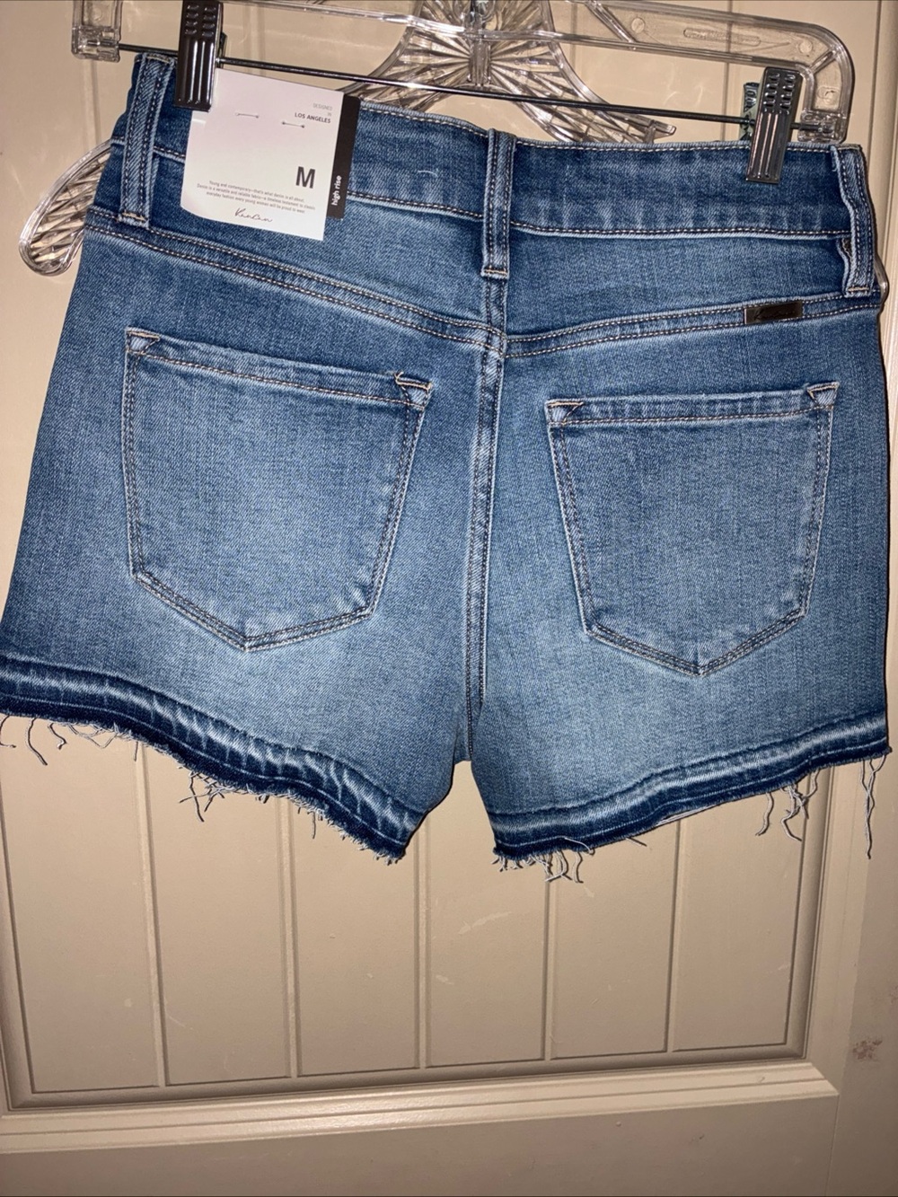 KanCan Medium Blue Button-Front Distressed Denim Shorts - Picture 3 of 7